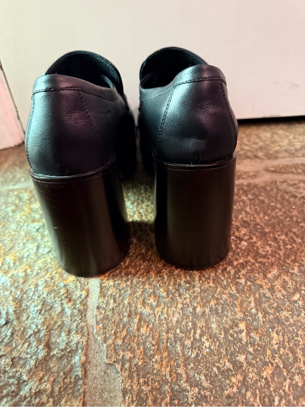 Jeffrey Campbell Black Leather Platform Loafers with Gold Bit - Picture 5 of 9